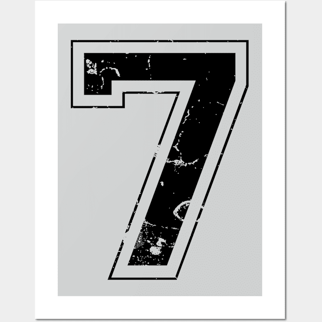 Number 7 Seven Black Jersey Sports Athletic Player Wall Art by porcodiseno